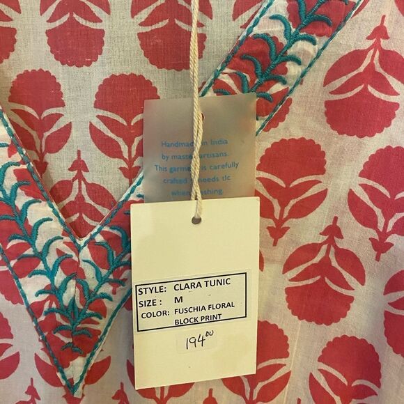 Mer St. Barth NWT Sz M Fuchsia Floral Clara Summer Luxury Resort Worthy Dress - Picture 9 of 10